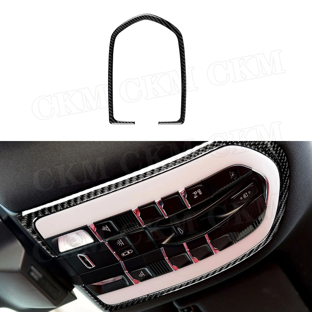 

Carbon Fiber Car Interior Roof Reading Light Lamp Trim Frame Cover Sticker for Porsche Macan 2015-2018