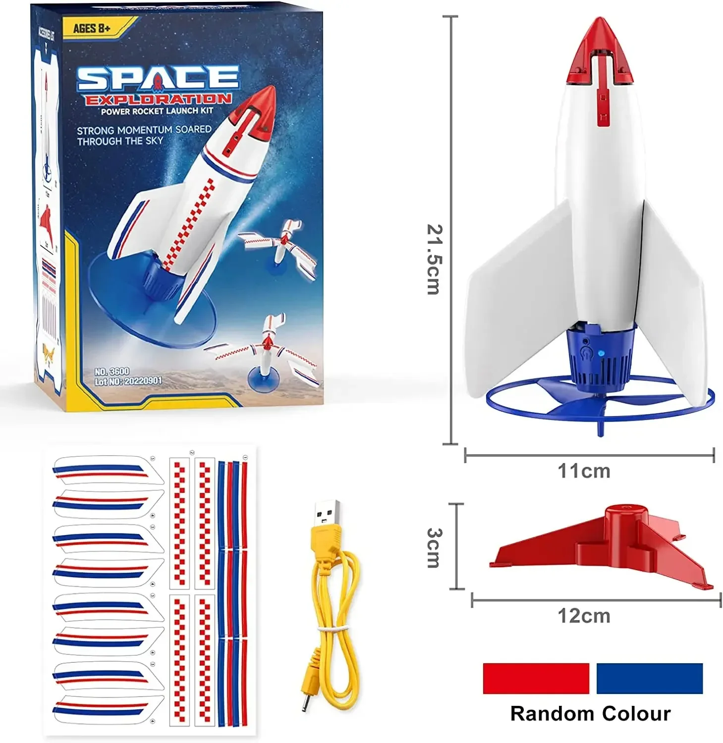 Lançador de foguetes elétricos para crianças, exploração espacial, foguete com paraquedas, kit de foguete modelo ao ar livre para crianças, novo