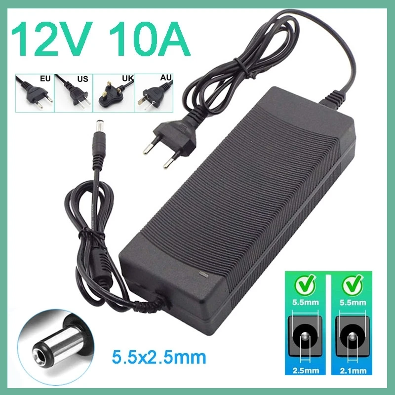 

12Volt Universal Adaptor AC 110V 220V to DC 12V 10A Adapter Power Supply Converter Charger Switch LED Transformer E3