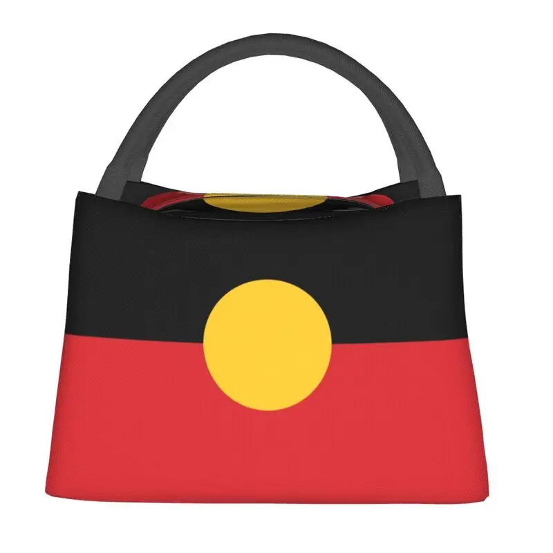 Custom Australian Aboriginal Flag Thermal Insulated Lunch Bags Women Portable Lunch Container for Camping Travel Meal Food Box