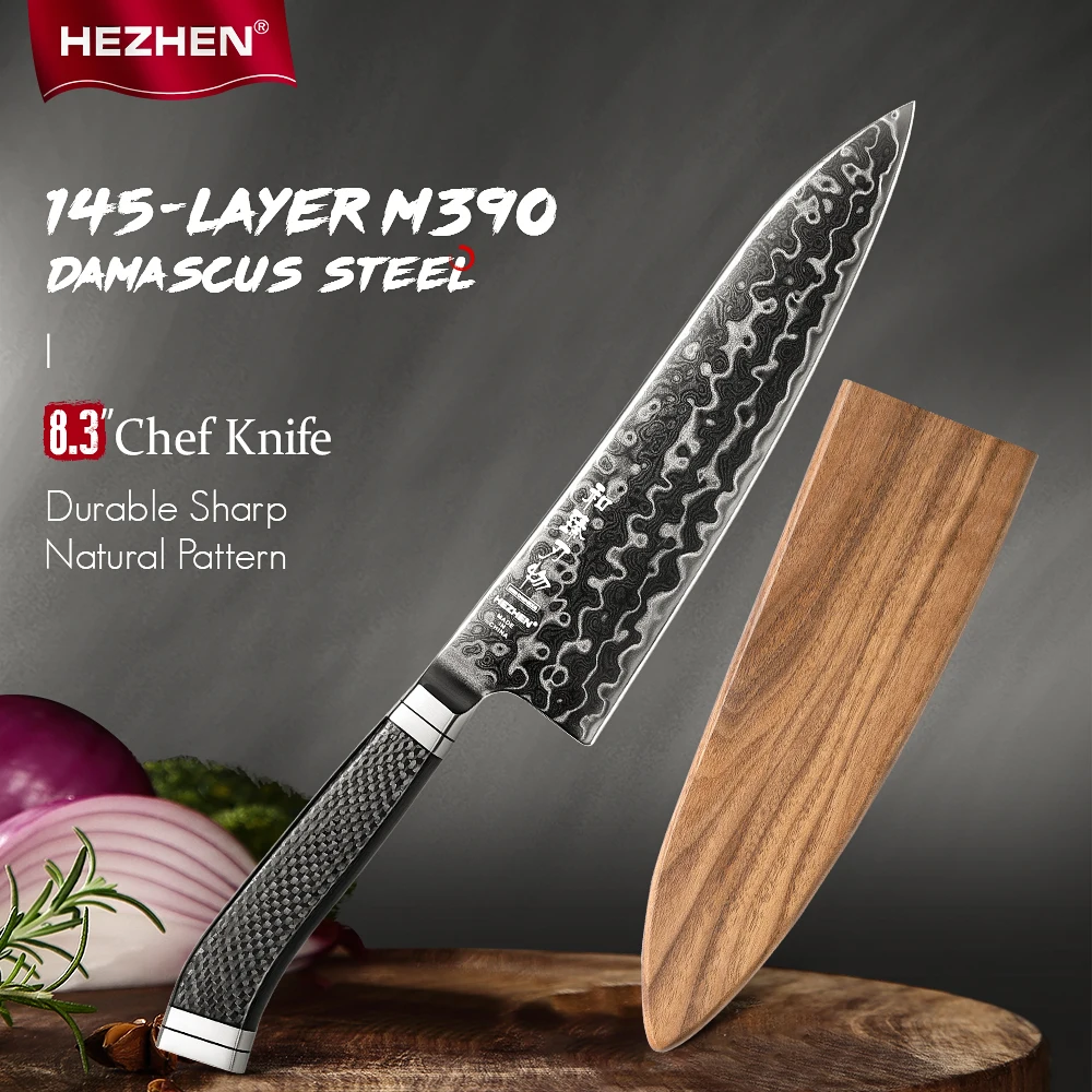 HEZHEN 8,3 Zoll Kochmesser aus BÖHLER M390 Pulverstahl Küchenwerkzeuge für Profiköche Schöne Geschenkbox