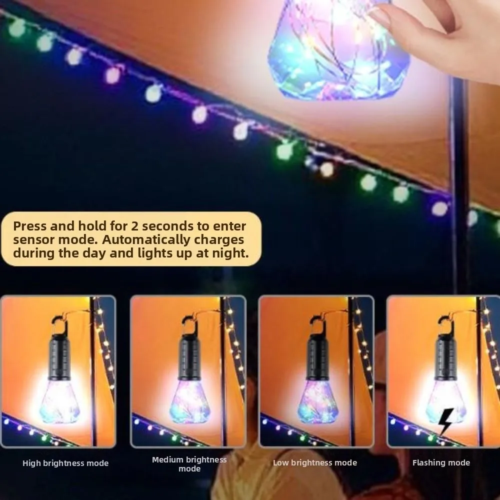 ضوء الطوارئ مقاوم للماء LED التخييم ضوء عكس الضوء المحمولة الشمسية خيمة ضوء الرجعية مع هوك LED لمبات مصباح الصيد #6