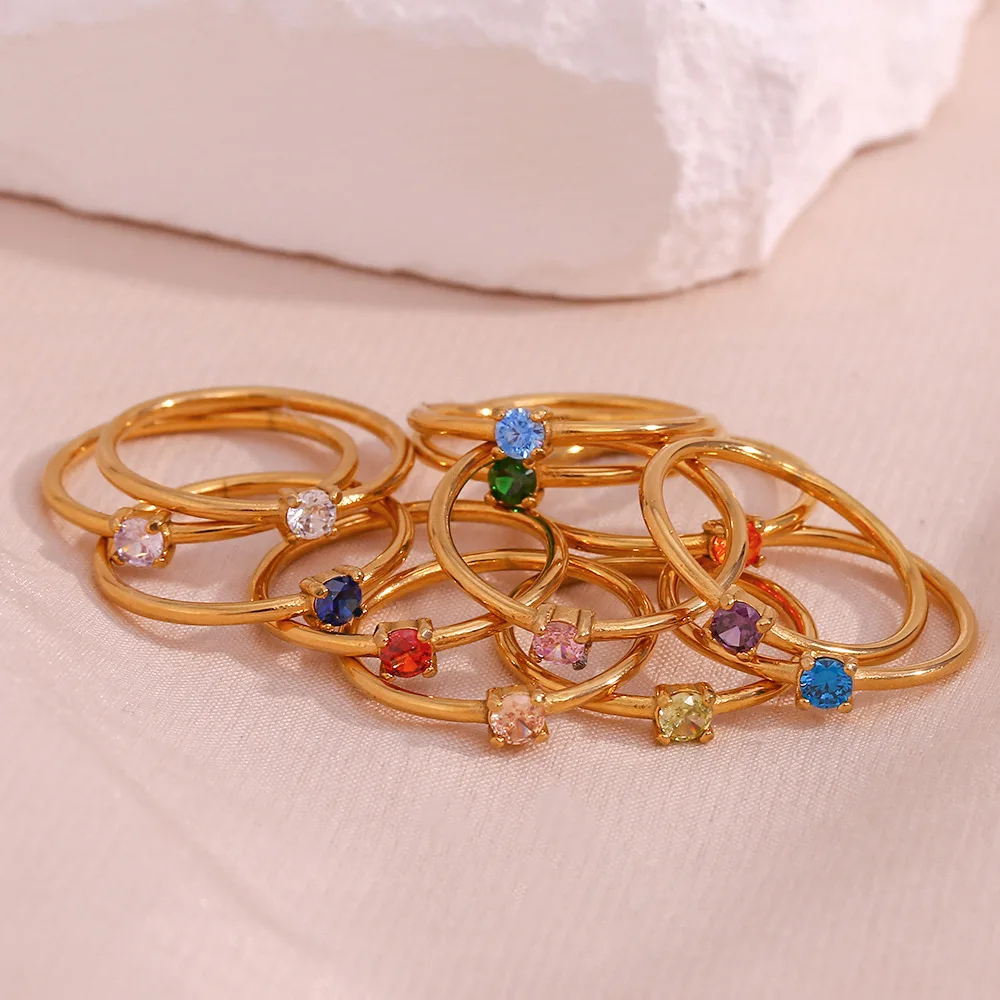 

Fashionable and Simple Diamond and Zircon Multi-size Jewelry Ring Stainless Steel 18k PVD Gold-plated Waterproof No Fading