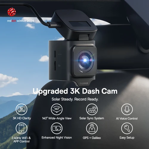 Imagen 2 del producto Baseus 3K Dash Cam VD1 cámara frontal y trasera HD GPS incorporado Galileo supercondensador coche DVR cámara grabadora soporte 24H estacionamiento
