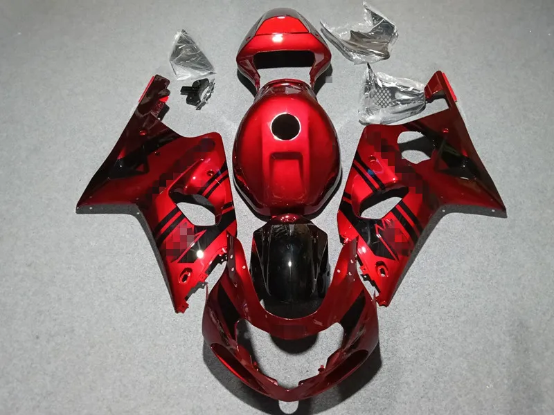 4Gifts Neues ABS-Motorrad-Verkleidungsset passend für GSXR1000 K1 K2 2000-2002 Karosserie-Set Weiß Rot Schwarz