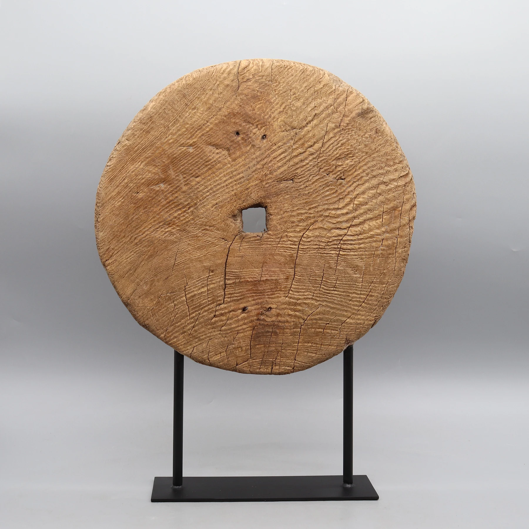 

Old Wood Wheel with Metal Base, Round Fortune Wooden Disc