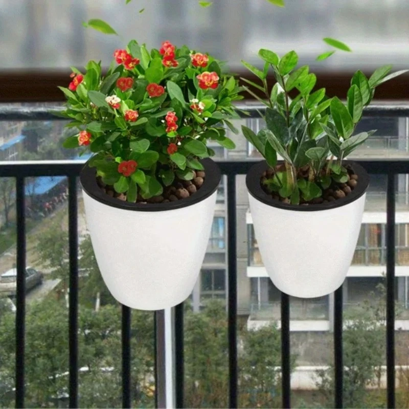 Self-Watering Wall Hanging Planter,Railing Flower Pot,Vertical Garden Planter,Hanging Plant Pot Balcony,Fence,Patio Indoor