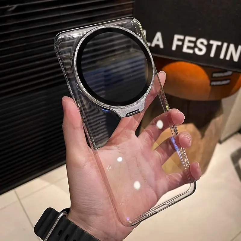 

For Xiaomi 15 Ultra Case Simple Ice Crystal PC Transparent Hard Phone Cover Equipped With Camera Protection Bracket Shell