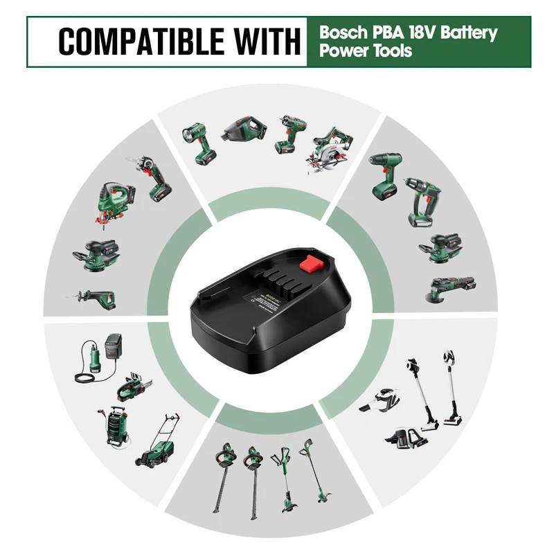 Imagem -04 - Adaptador de Bateria para Bosch 18v Bateria Li-ion Bat618 em Casa Ferramenta Elétrica de Lítio Substituir Todos os 18v Verde Azul Uso do Adaptador
