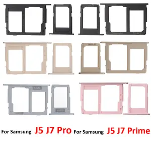 Bilashmart Samsung Galaxy J5 J7 Pro Prime J530 J730 G570 G610 Phone Housing BackShell SD SIM Chip Card Tray Holder Black Gold