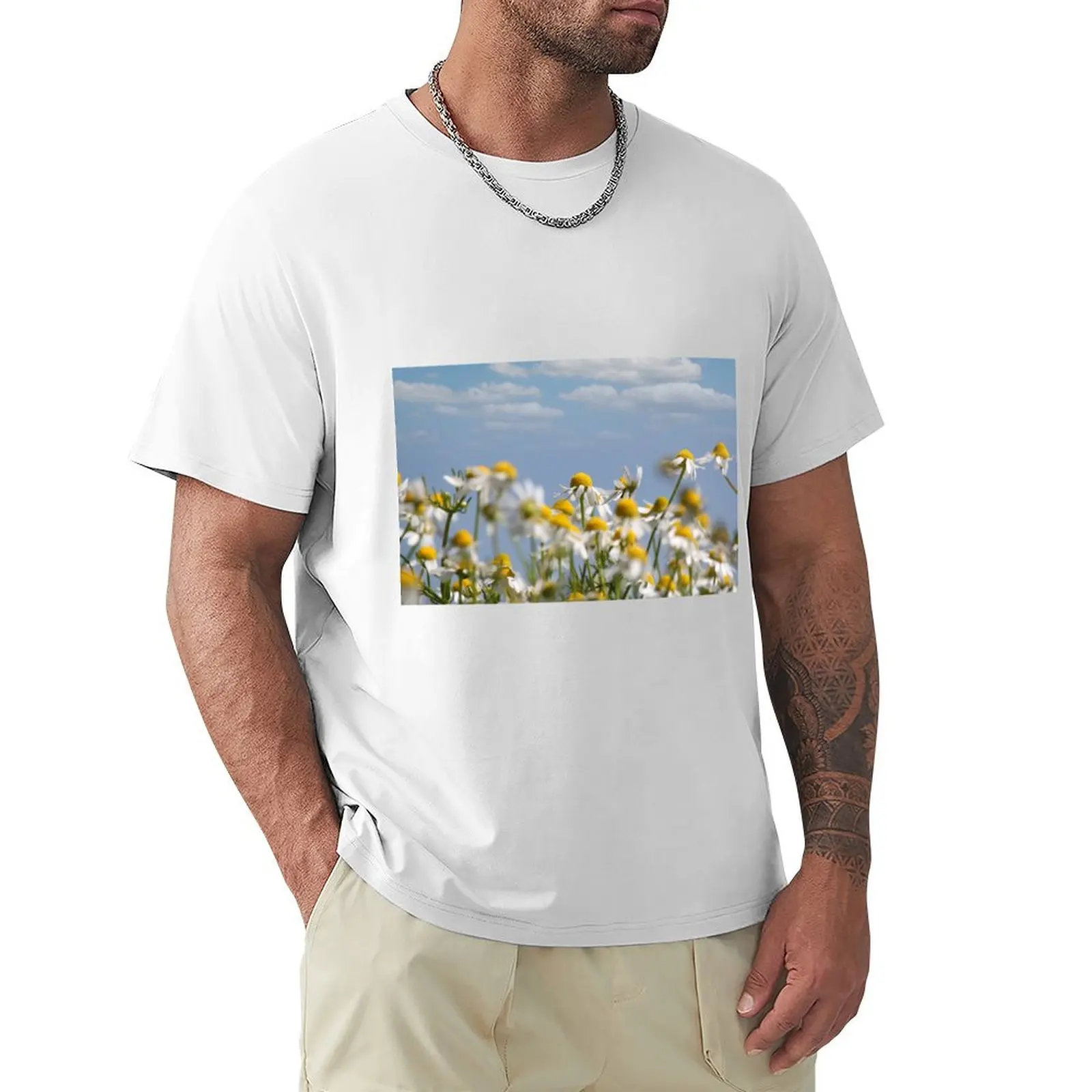 chamomile nature spring scene T-Shirt oversized boys whites cute tops mens workout shirts