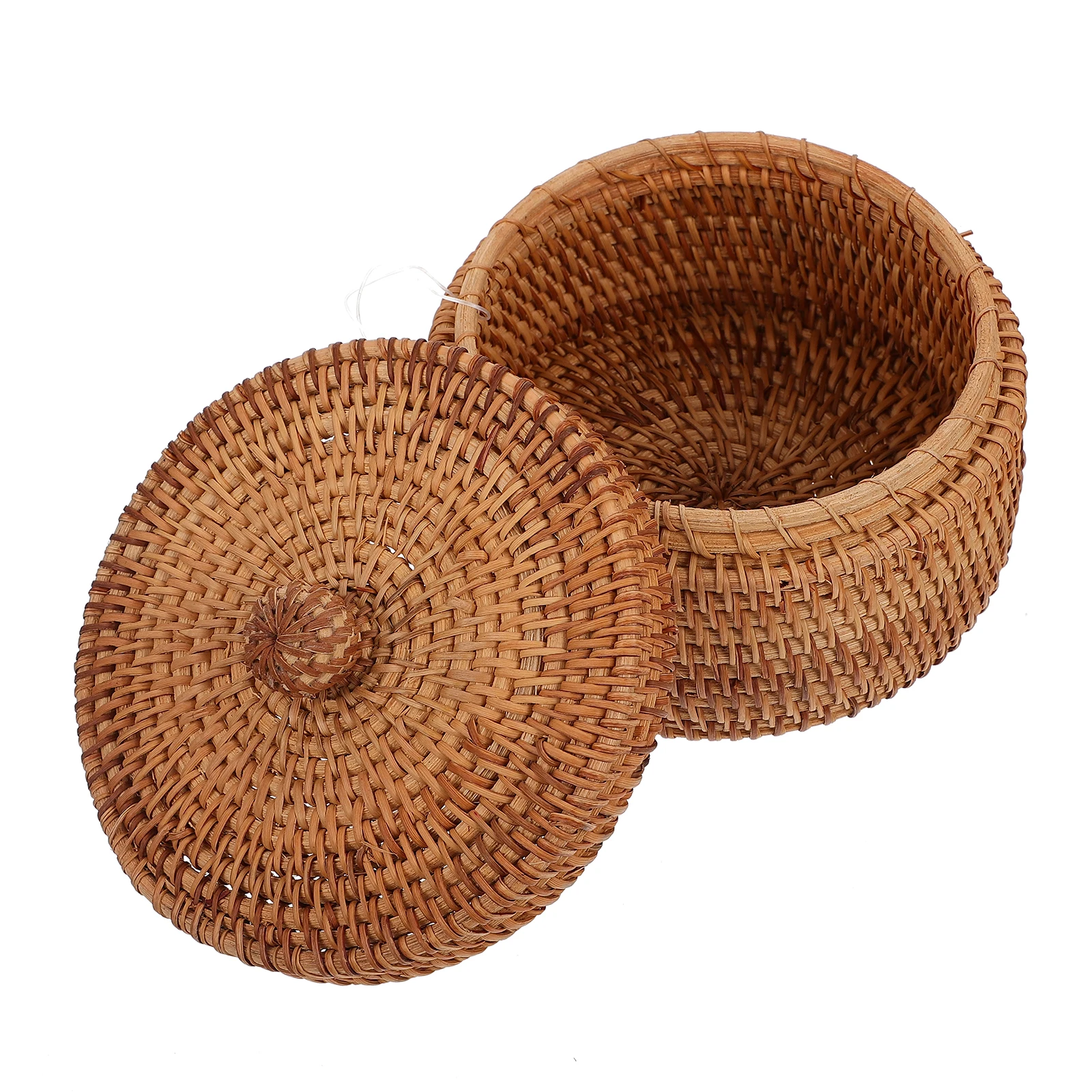 

Rattan Storage Box Woven Basket Container Organizer Sundries Vines Bin Lid Desk Decor Home Fruits Snacks Bread Household Small