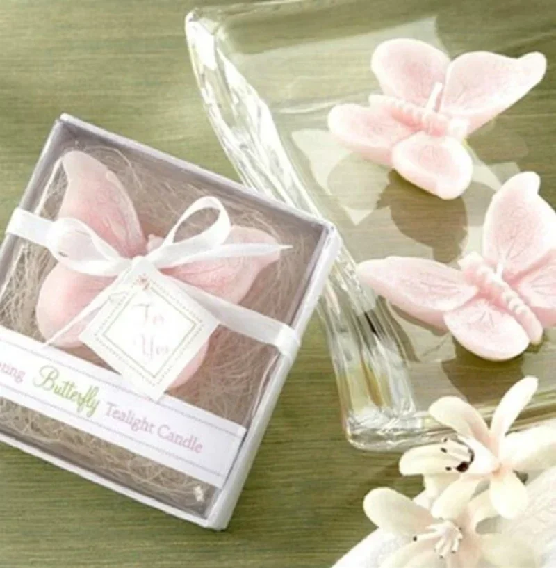 Weihnachten Wohnkultur elegante rosa Schmetterling Kerze mit Box Hochzeits geschenke für Gäste Party