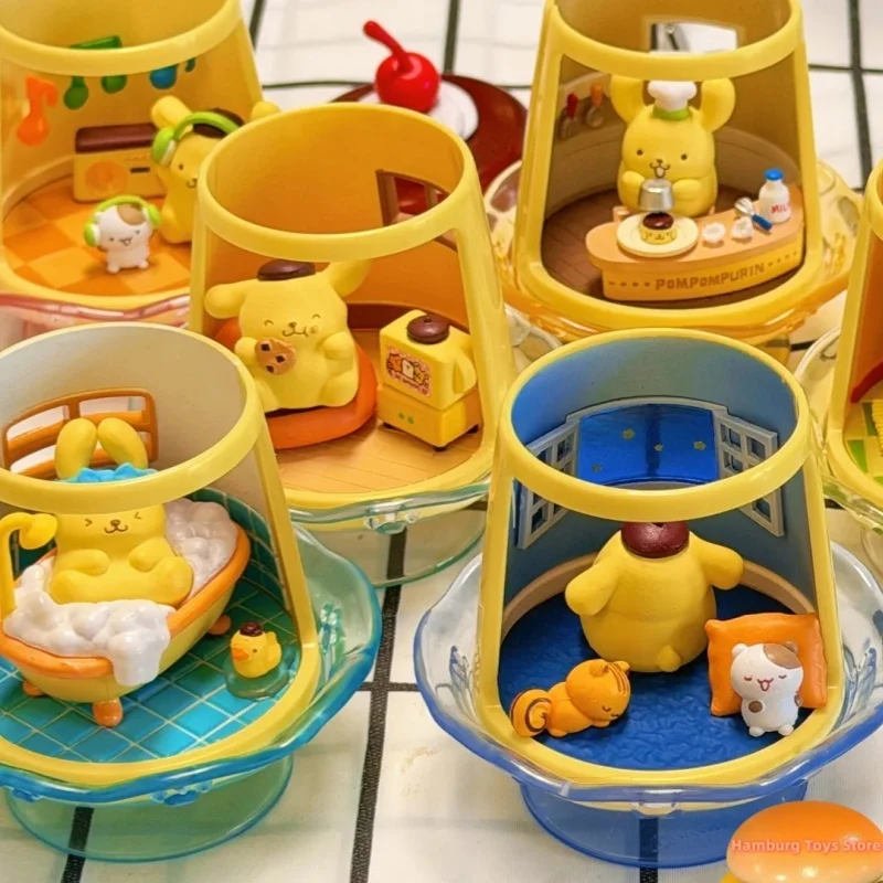 

Re-Ment Sanrio Everyday Pompompurin House в миниатюрных украшениях сцен, фигурка, подарок