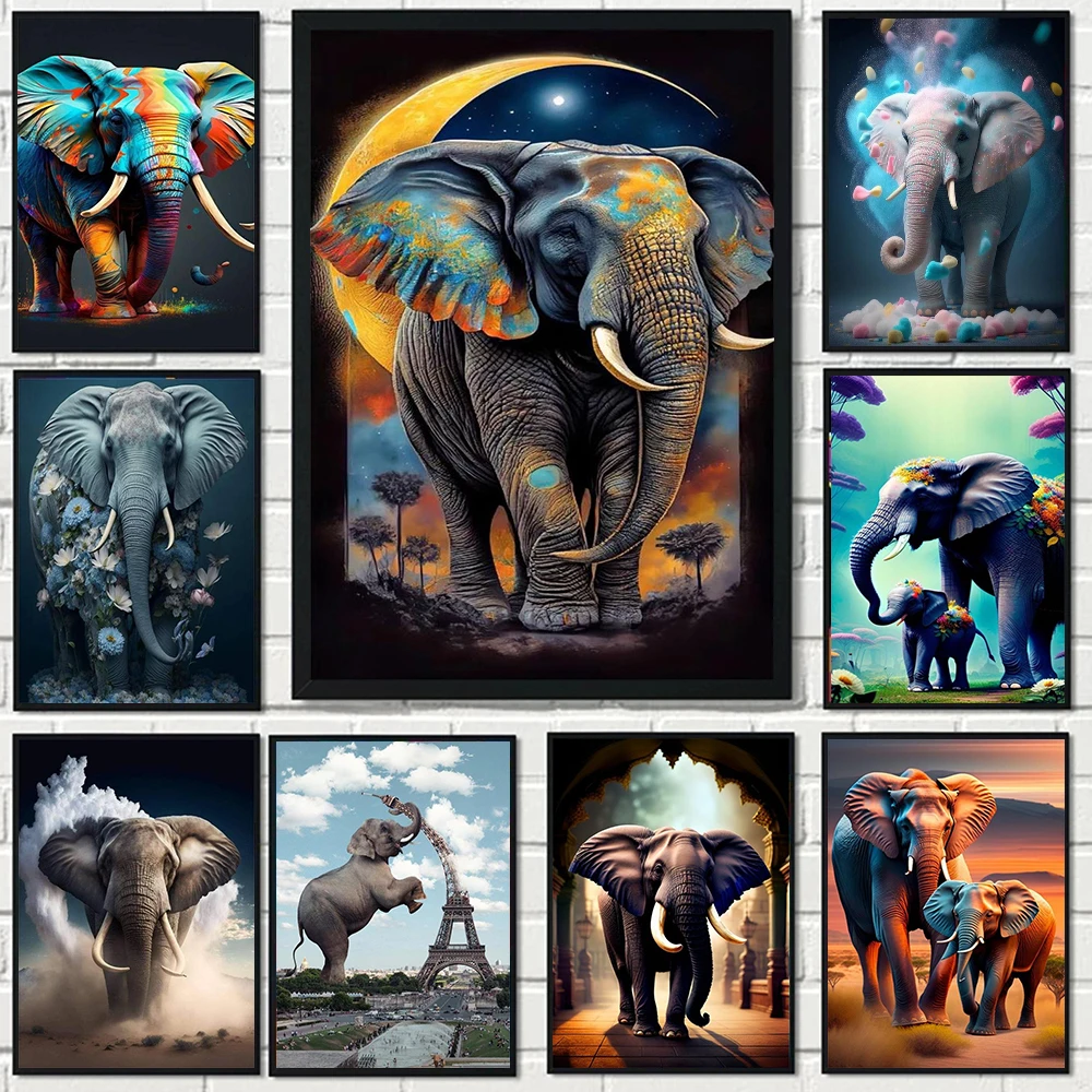 

Modern Elephant Canvas Painting Wall Art Large African Animal Wildlife Poster Prints For Living Room Home Decor Mural Cuadros