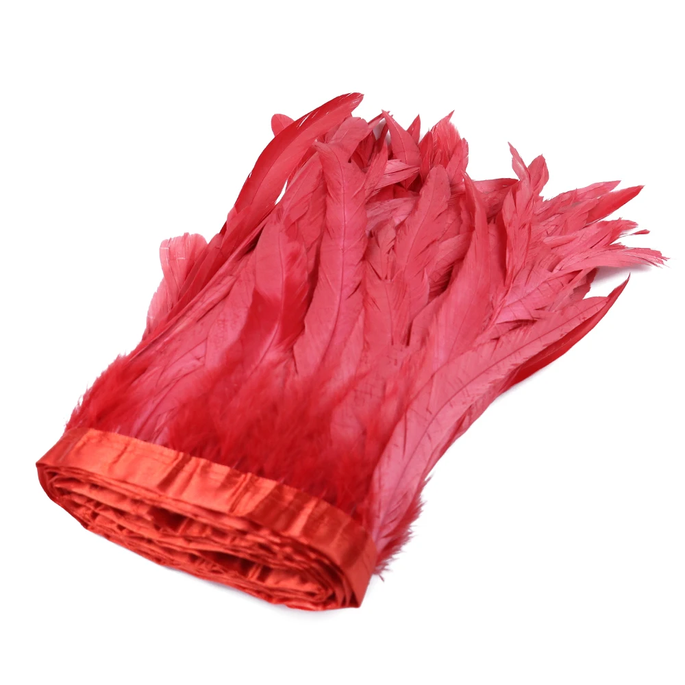 1M Rooster Tail Feather Trim 25-30CM Chicken Plume Ribbon Trimming Strung Dress Skirt Costume Carnival Decoration
