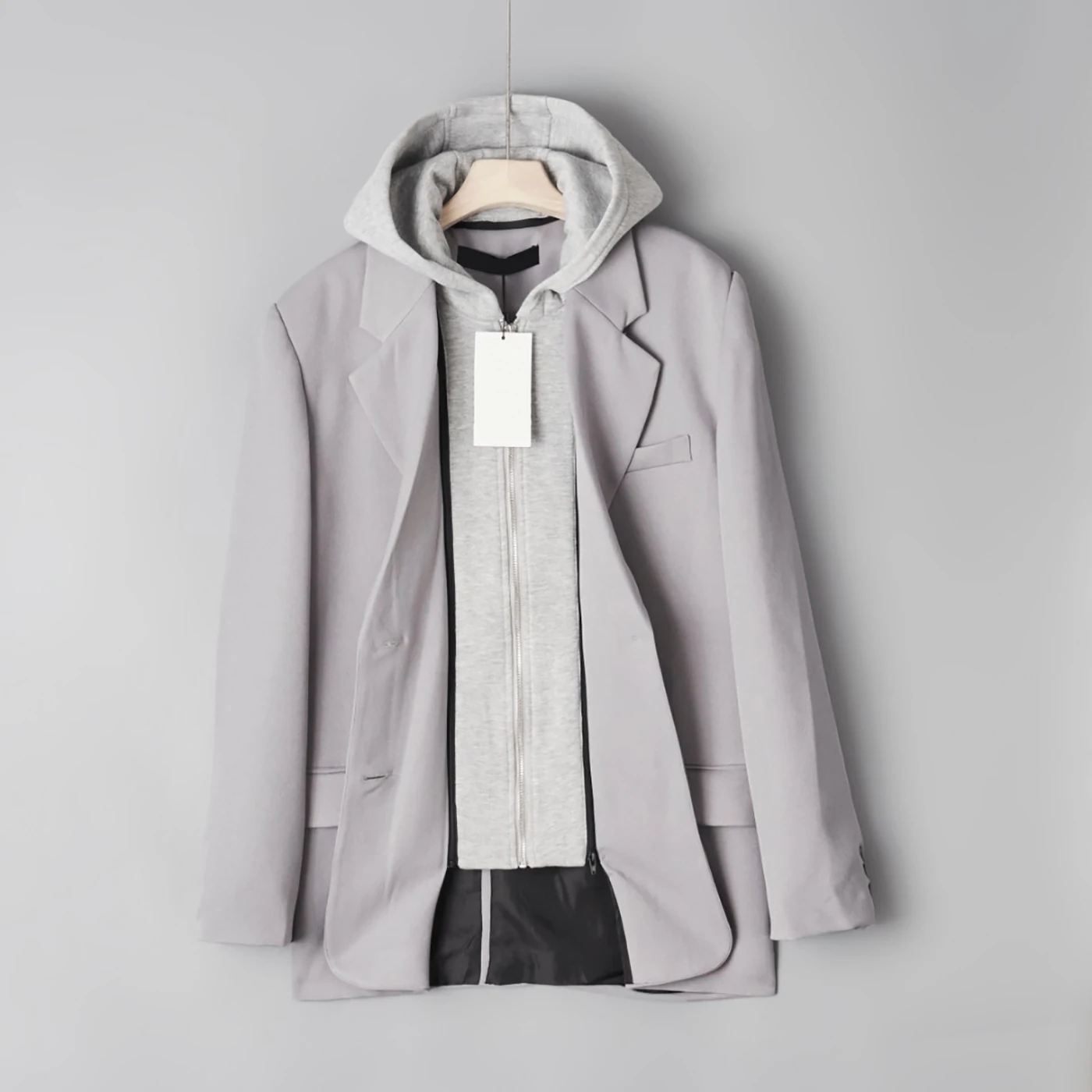 Abito casual a due bottoni 2025 Autunno lungo Sve da donna Altro tessuto Colletto piatto Berretto staccabile Set a due pezzi Casual Sle