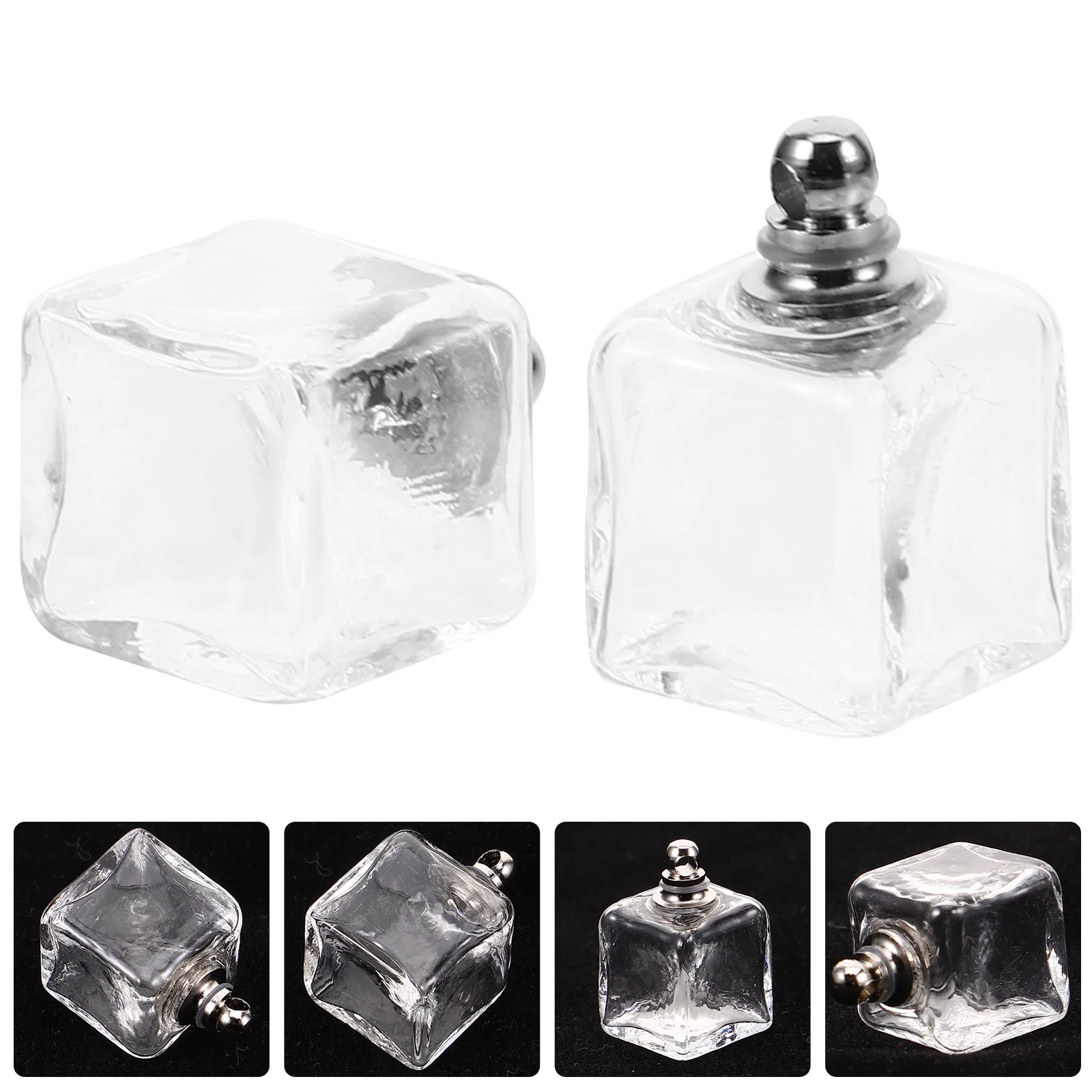 10Pcs Glass Locket Cube DIY Jewelry Cremation Jewelry Urn Necklace for Ashes Fillable Jar Bottles Blood Wish Glass Vial Necklace