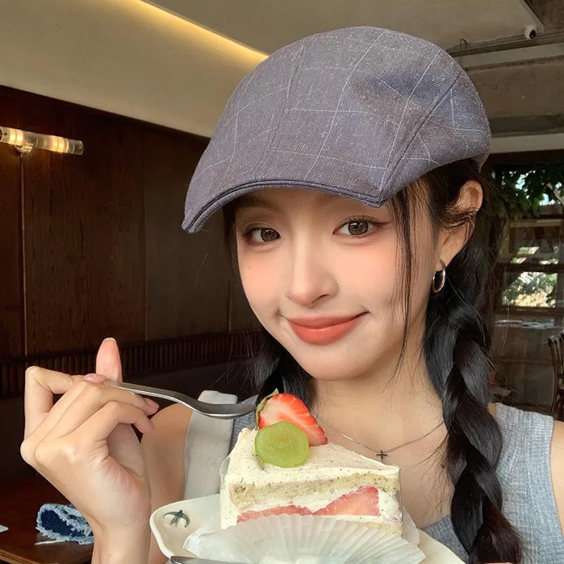 Designer Breathable Denim Forward Cap, Unisex Retro Literary Painter Beret Hat Spring Summer