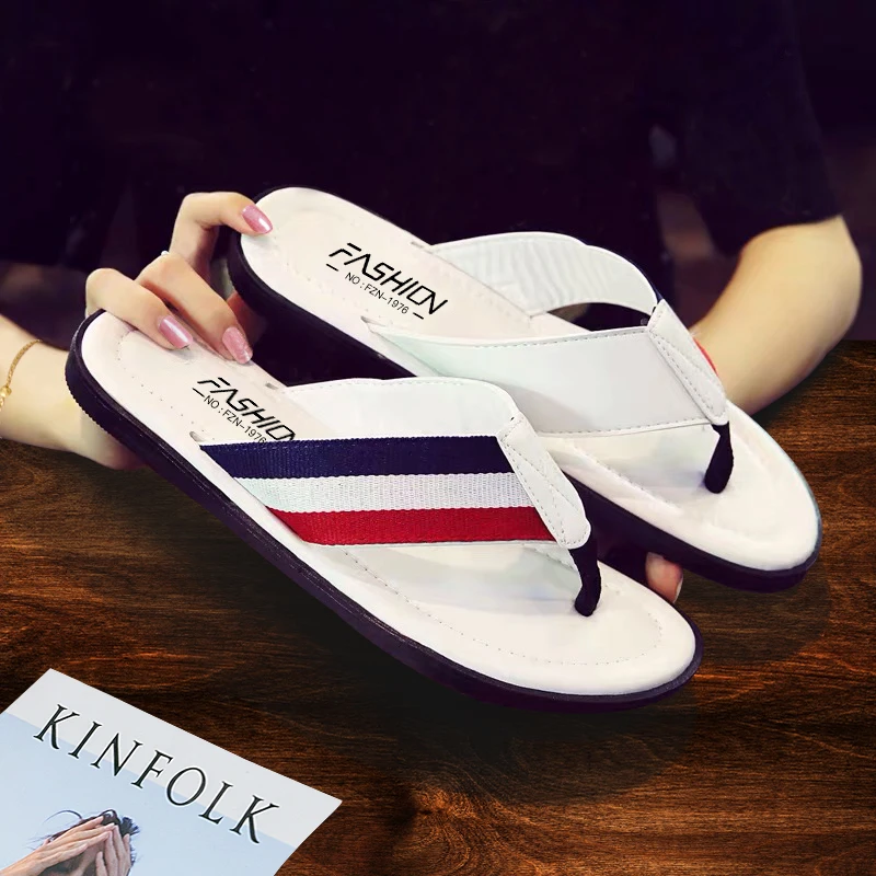 Men Fashion Leather Flip Flops Handmade PU Outdoor Slippers Comfortable Breathable Sandals Classic Casual Flats Shoes 39-46