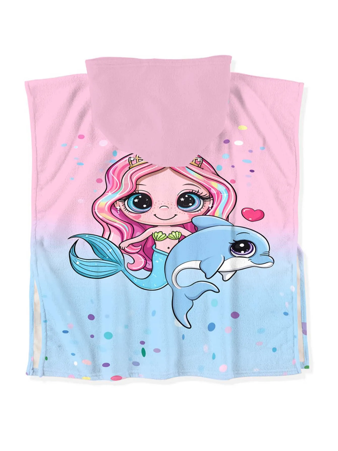 Picture 6: Mermaid Princess Bathrobe Soft Bathrobe Super Absorbent Side button Suit For Beach Pool Seaside Camping For Girl&Boy Age 2-11