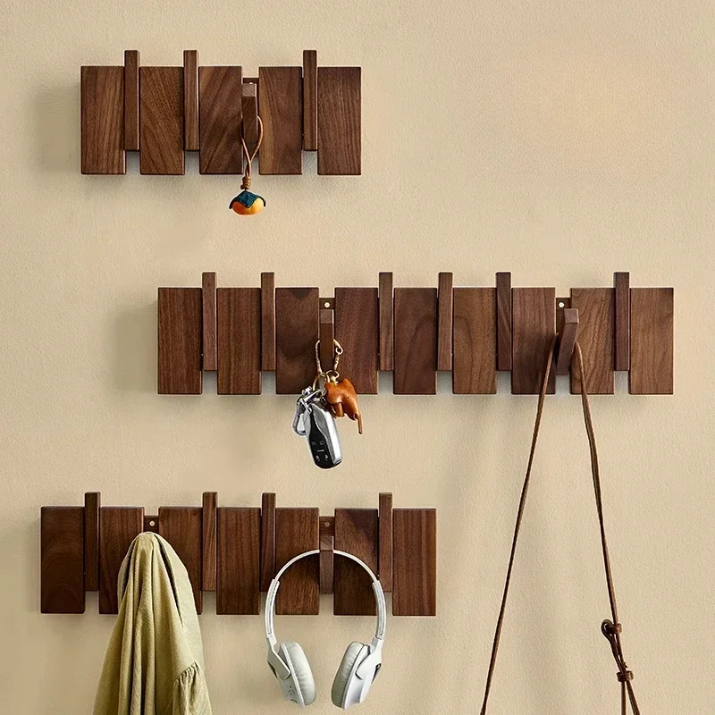 

Wooden wall coat hooks strong adhesive punch-free coat and hat load-bearing rack solid wood coat hooks