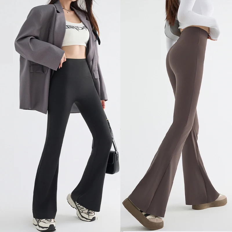 

High-waisted flared yoga leggings for women for hip lifting, casual shark sports pants for fitness
