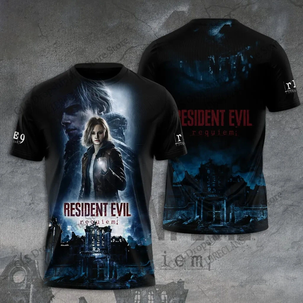 Sommer Neu Vintage Resident Evil 3D-Druck T-Shirt Herren Damen Mode Hip Hop Übergröße Streetwear Kurzarm Tops Tees Kinder – Detail 5