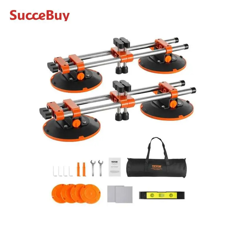 VEVOR 2 PCS Herramientas para Unir Juntas de Granito con Ventosas de 152 mm y Bolsa de Herramientas Herramienta para Nivelar Juntas para Instalar Encimeras de Baldosas, Piedra y Losas de Mármol