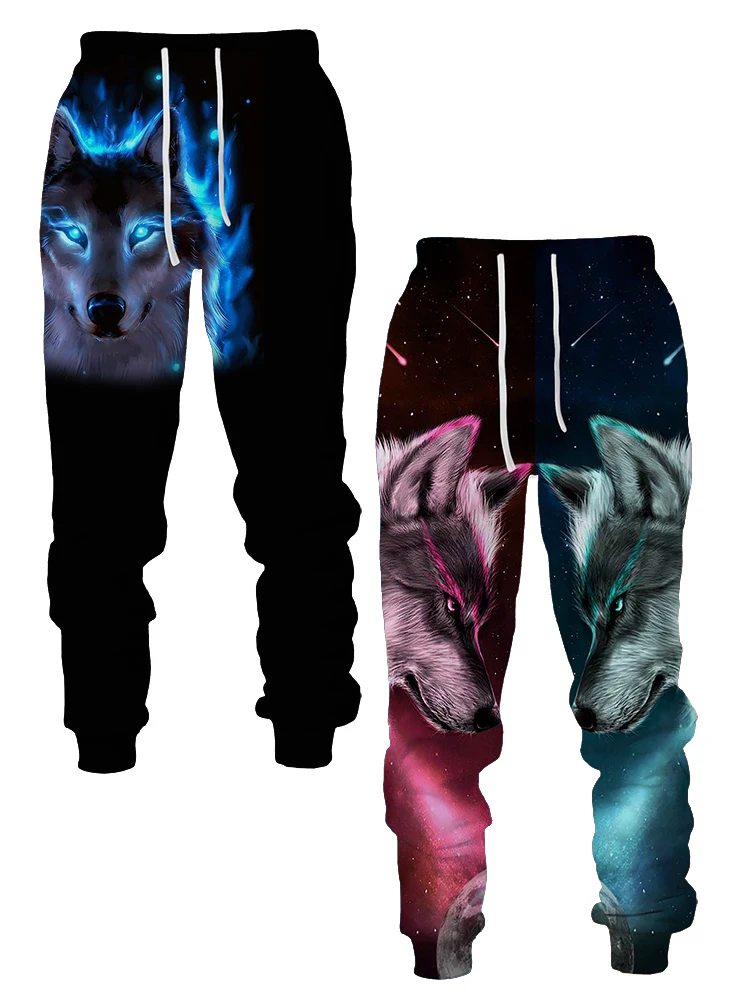 New Long Pants Men Wolf Graphic Sweatpants 3D Print Casual Sportwear Joggers Y2k Men's Outdoor Male Hip Hop Breathable Trousers