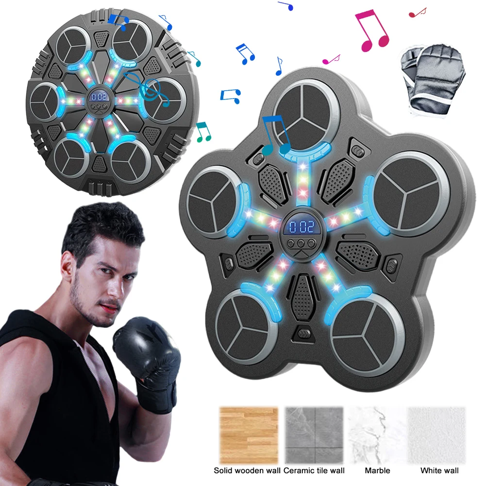 Music Boxing Machine Adjustable Speed Boxing Wall Target Bluetooth-Compatible 5/6 Targets Punching Sandbag for Adults Kids