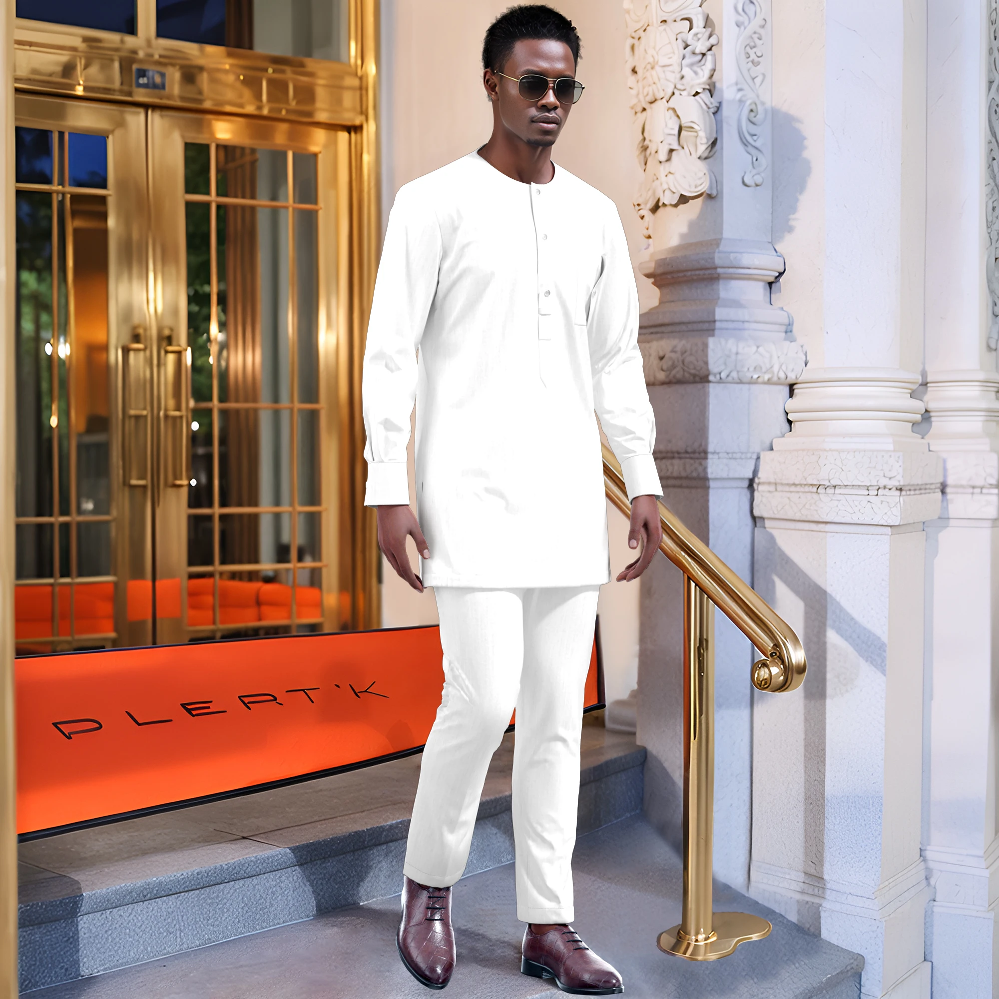 

Autumn Men African Clothing Dashiki Shirts and Pant 2 Pieces Set Plus Size Nigeria African Men Suits Long Pants WYN2108