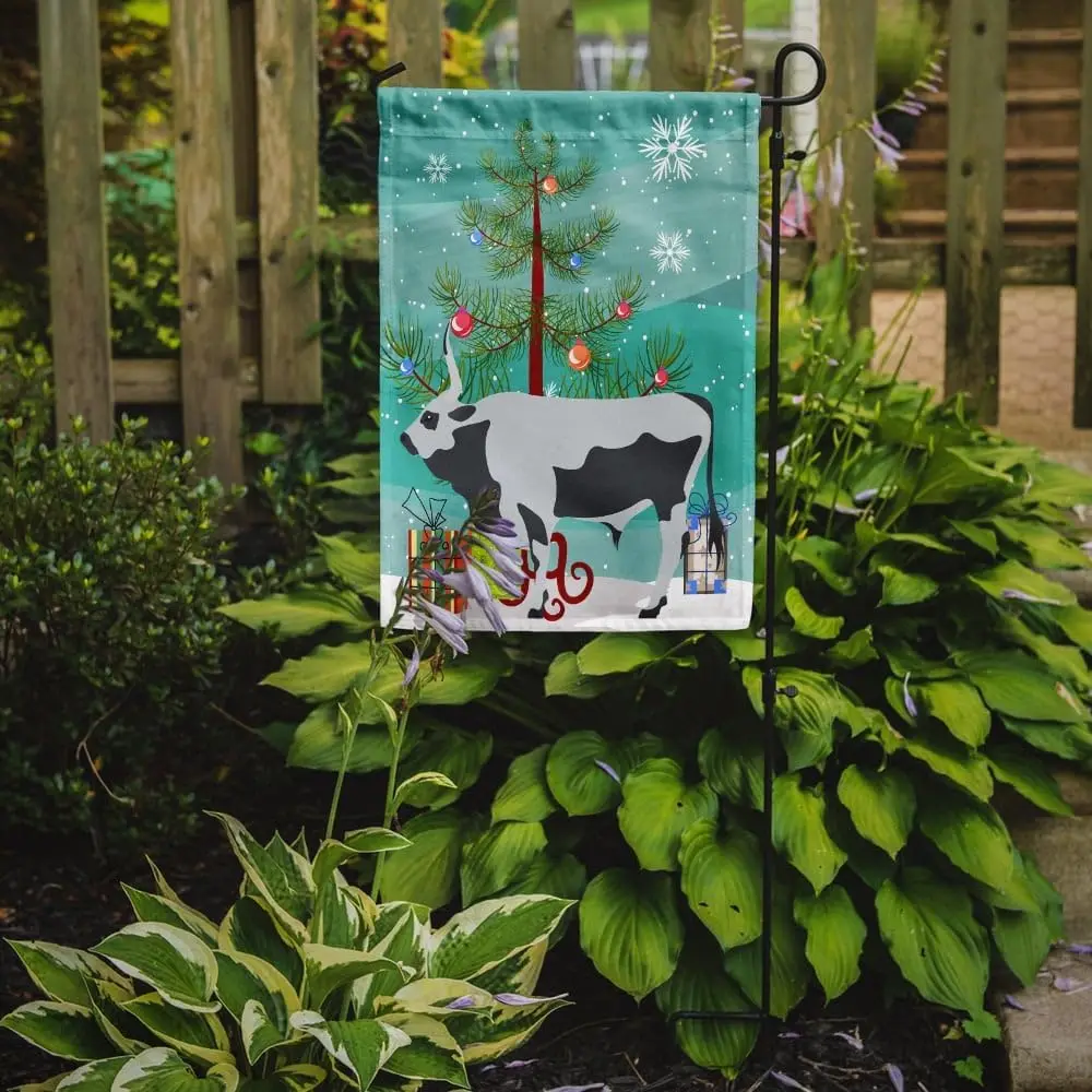 Carolines Treasures BB9191GF Hungarian Grey Steppe Cow Christmas Garden Flag, Teal Mailbox Flag Decorative Yard Flag Outs