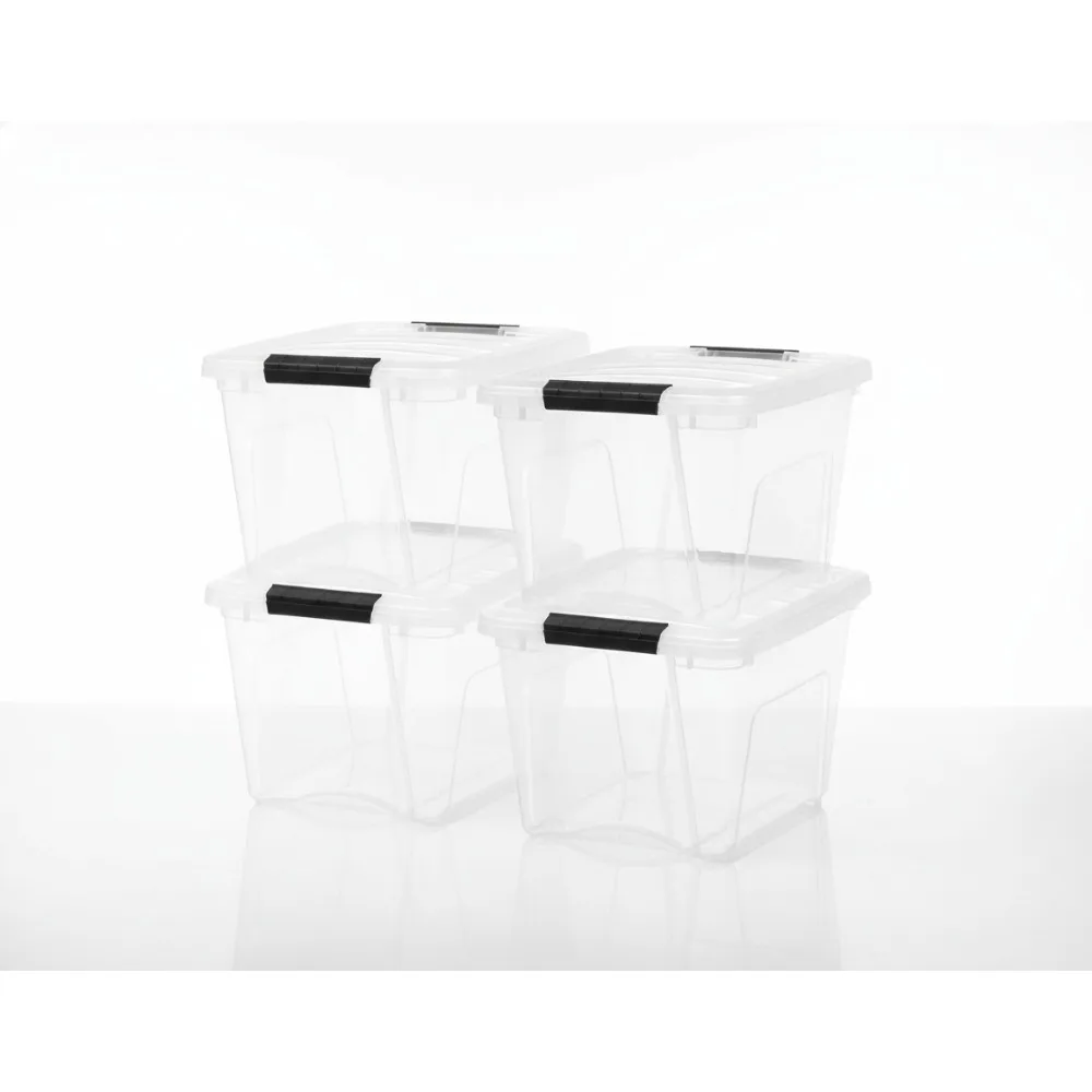 

19 Qt Stackable Clear Storage Bins with Lids, 4 Pack - BPA-Free, Durable Organizing Containers for Home & Office
