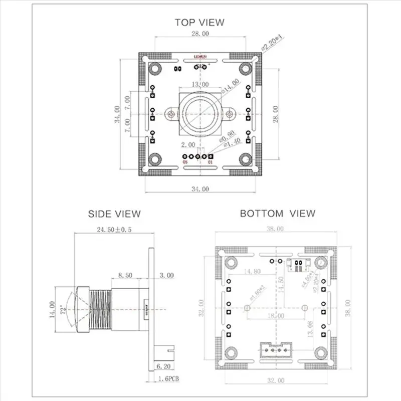 OV9732 1MP Camera Module 100 Degree MJPG/YUY2 Adjustable Manual Focus 1280X720 PCB Board With 0.5Mcable For Winxp/7/8/10-AEF7 view 6