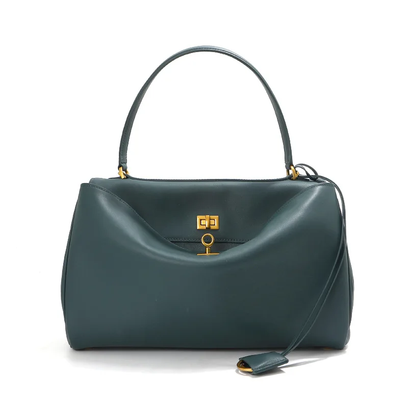 Echte Leder-Tragetasche mit Schnallenverschluss, Große Kapazität Unterarm-Schultertasche Designer-Handtasche Umhängetasche für Damen