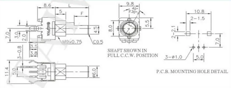 ALPHA 09 single potentiometer A10K with midpoint amplifier audio volume potentiometer 3-pin