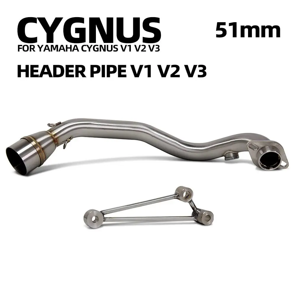 

Motorcycle Exhaust Front Link Pipe 51mm Stainless Manifold For Yamaha ZUMA 125 CYGNUS V1 V2 V3 125CC