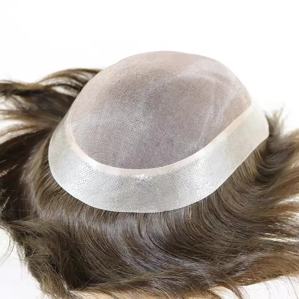 Herren-Toupet aus 20 mm lockigem, blondem Echthaar, Haarersatz-Prothese, langlebig, feines Mono-Pu, Schwarz, 15 mm Afro, natürlicher Haaransatz – Detail 3