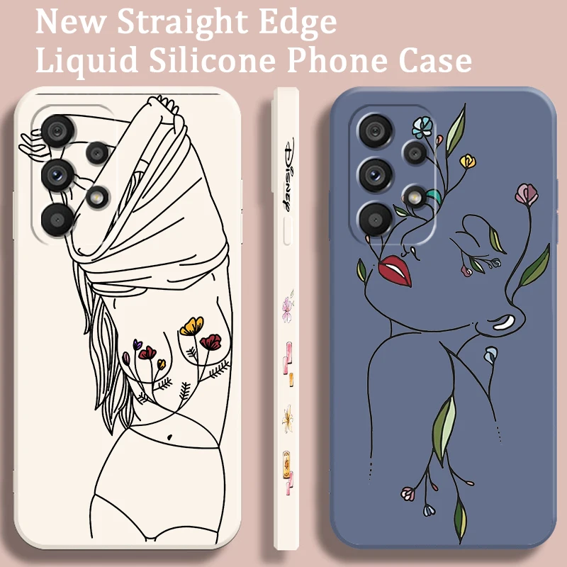 

Line Women Fashion Art Liquid Left Rope For Samsung Note 20 10 A54 A31 A14 A03 A22 A34 A04 A24 Ultra Plus 5G Funda Phone Case
