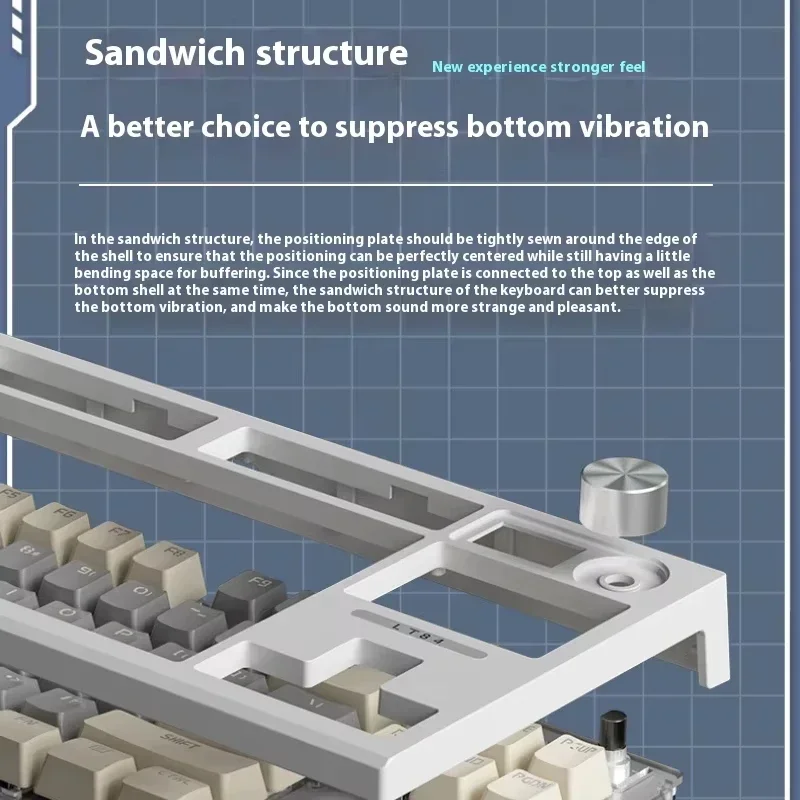 Langtu Lt84 Teclado mecánico con cable pantalla perilla multifunción 3 modos teclado de juego inalámbrico accesorios de PC personalizados regalos