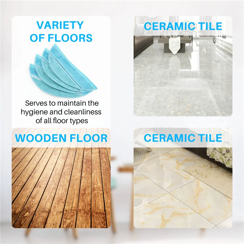 A01M-4Pcs ممسحة الملابس لملحقات Cecotec Conga Ultra 2290 أجزاء المكنسة الكهربائية الروبوتية