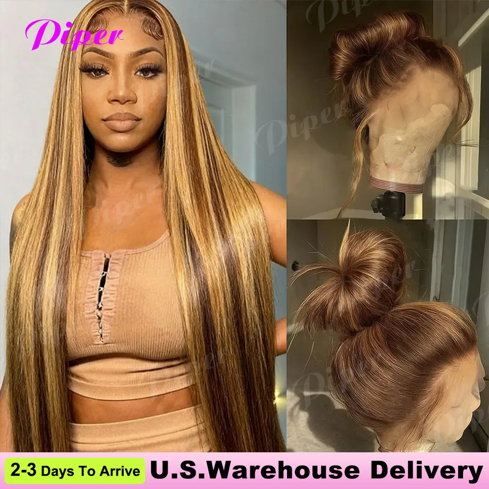 

40Inch Highlight 13x6 HD Lace Frontal Wig Human Hai Bone Straight Wigs 360 Full Lace Wig Brazilian Colored Ombre 100% Human Hair