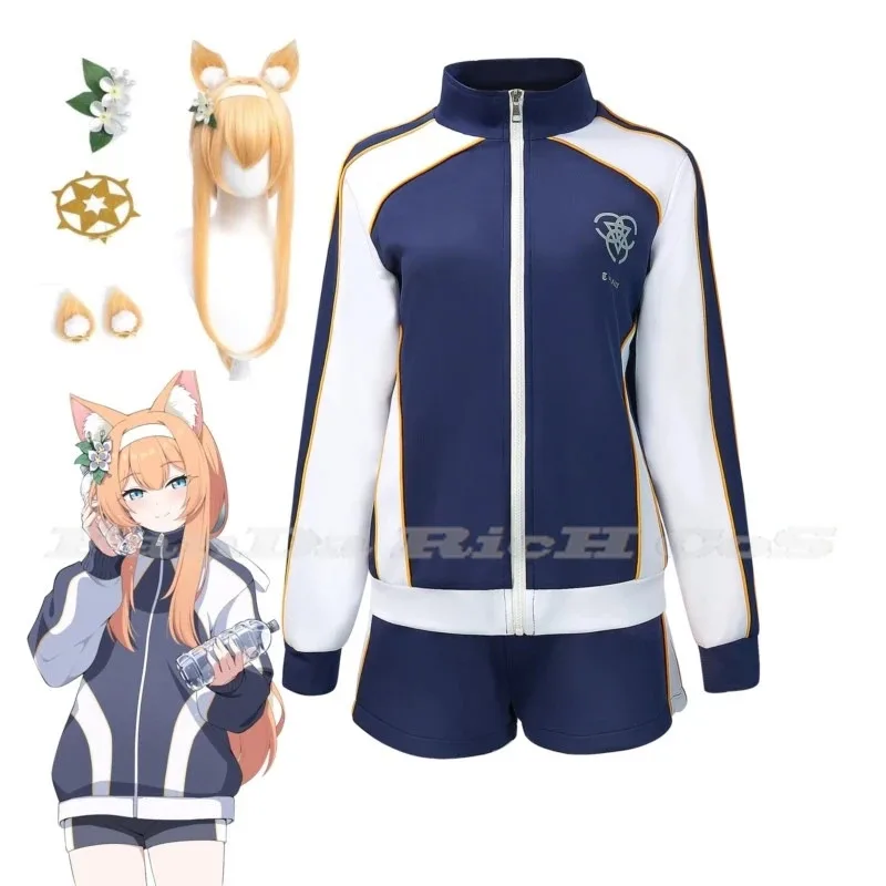 

qq023Game Archive Iochi Mari Косплей Костюм Хэллоуин Ролевые игры Женщины Девушки Школьная спортивная форма Полный костюм Синее пальто Рубашка S