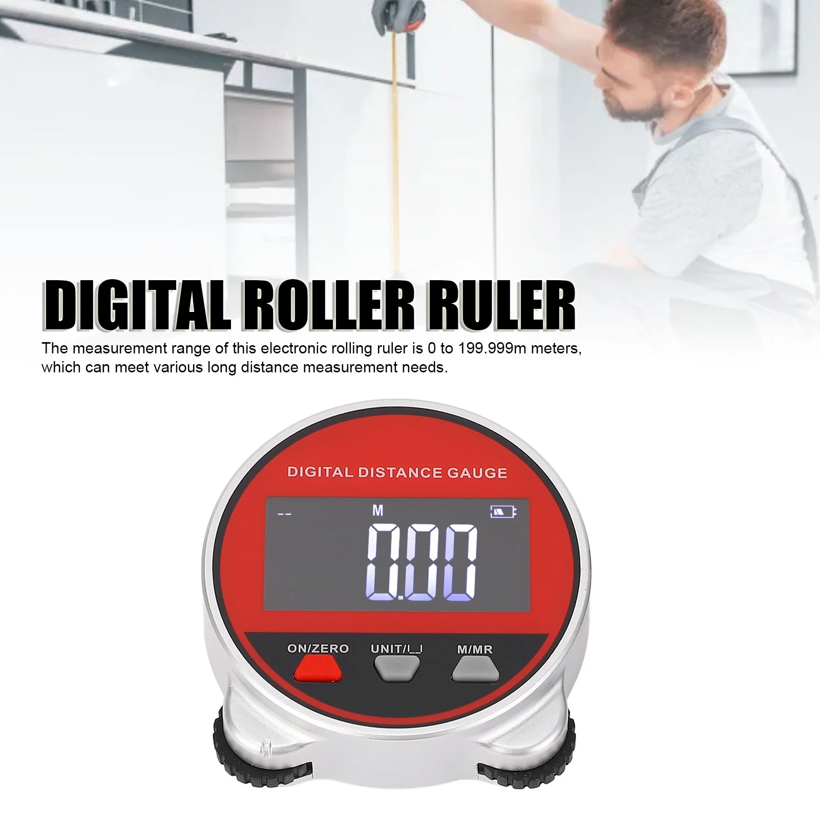 Electronic Rolling Ruler 0-199.999m Range Clear LCD Screen Digital Distance Gauge with Data Storage