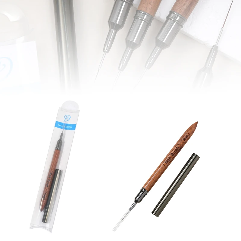 6/9/12/15/18mm Pennello per unghie Linee da disegno Striscia Pittura Fiore Penna Nail Art Manicure Manico in legno di sandalo