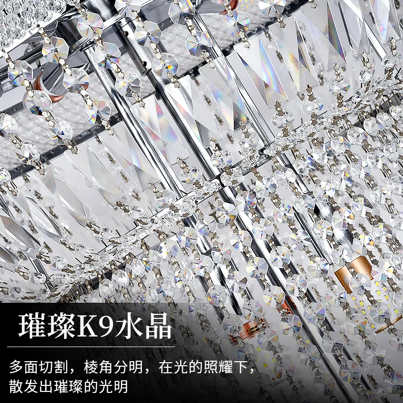 

Light Luxury Loft Duplex Crystal Chandelier Villa Chandelier Staircase Long Chandelier European-style Large Chrome Chandelier