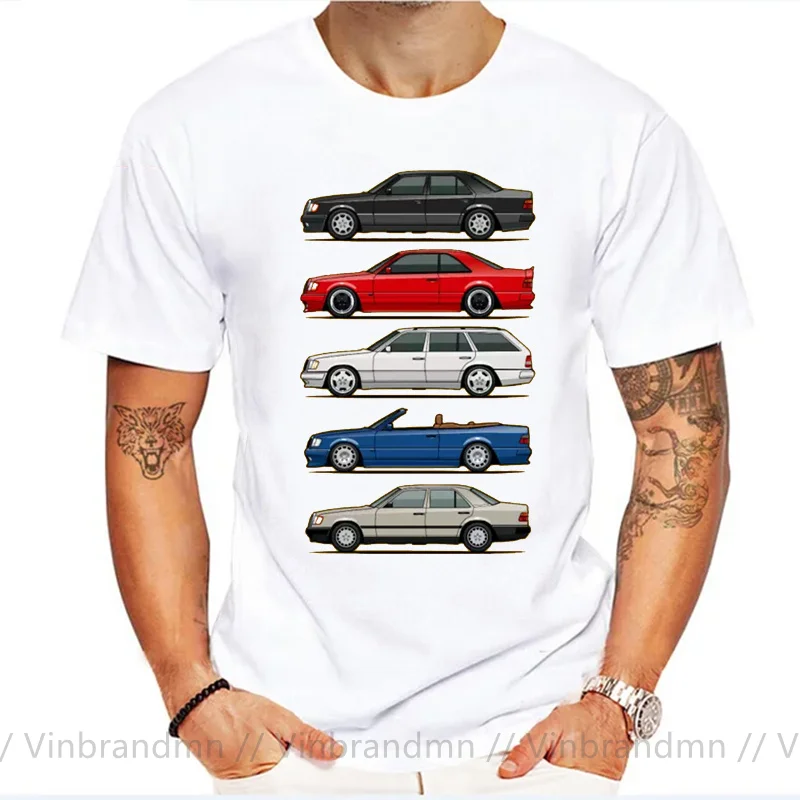 New 2022 Stack of W124 E Class Men T Shirt Drive The Classic Tops Legens Never Die tee shirt men Youth Shirt Car styling T-shirt