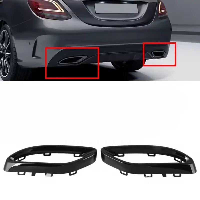 For 2013-2019 Mercedes Benz W205 W117W177 W253 Gloss Black Electroplate Rear Exhaust Muffler Tip Cover Trim 2058852221