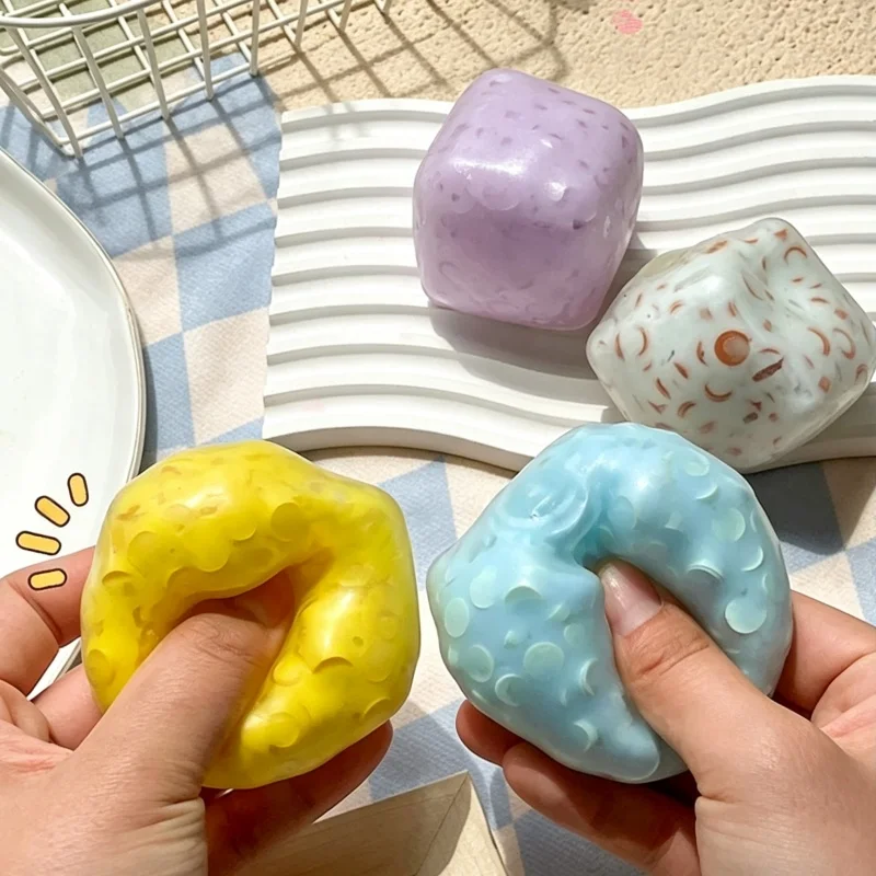 Creative Building Blocks Filling Cube Fidget Sensory Toy TPR Butter Handmade Ball Squeeze ASMR Sound Sensory Adult Relax Toy